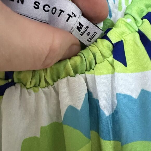 EUC Gretchen Scott Tassel Tie Sleeveless Dress In Blue And Green Size M - Picture 6 of 12